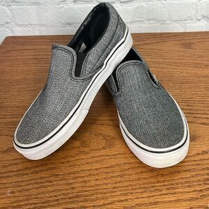 Vans Asher Off the Wall Slip On Shoes Mens 7 or 8.5 Women’s Black White Sneakers